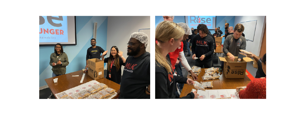 The image shows two images from the Red Hat MLK Day of Service.