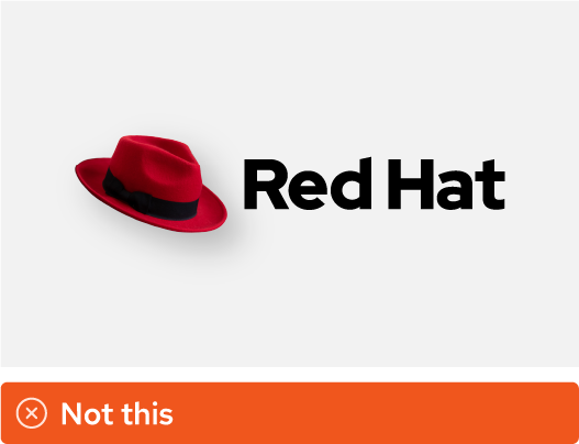 Immagine di un uso non corretto: il logo Red Hat in cui però il cappello è stato sostituito con la foto di un fedora.
