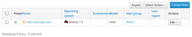 Host view in Satellite