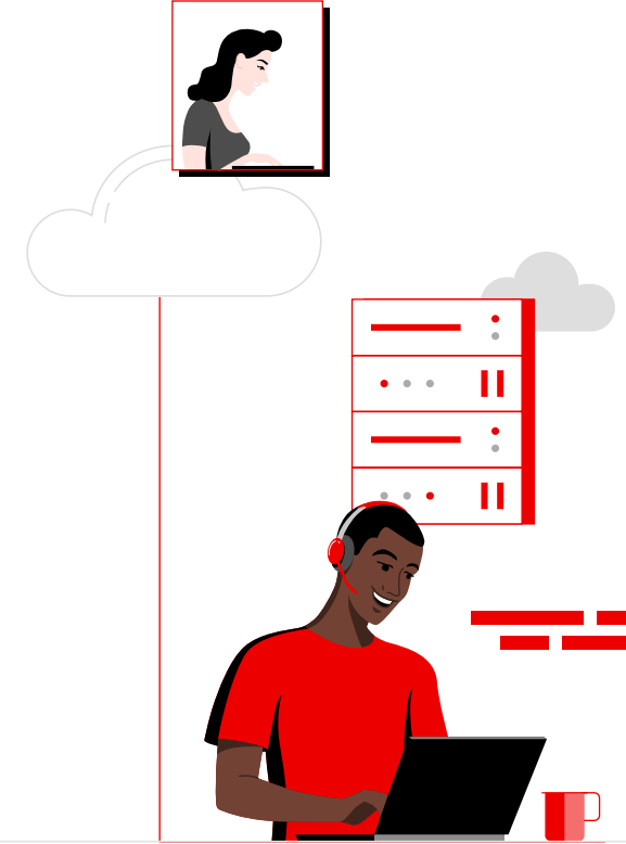 man on laptop providing support