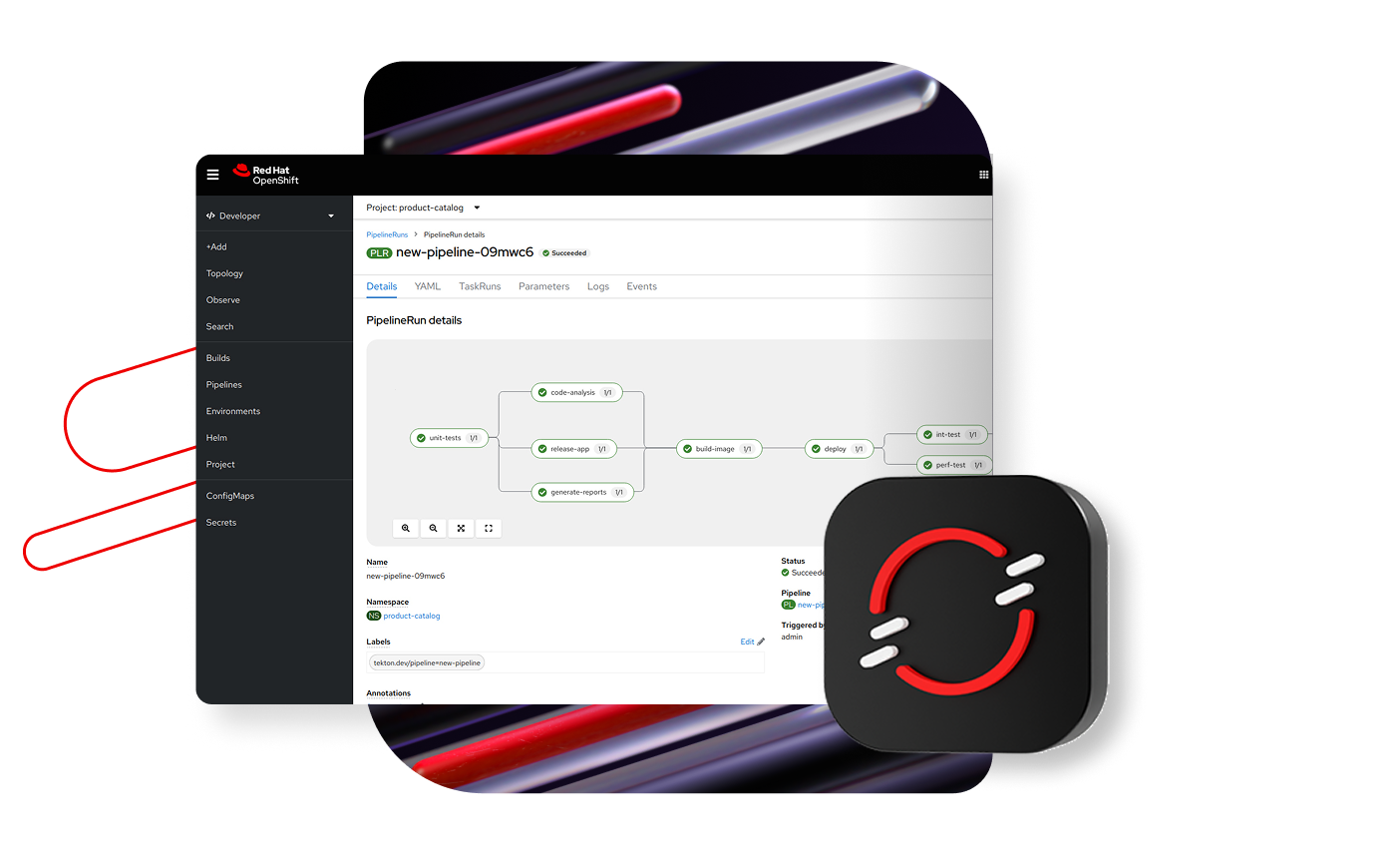 Grafik der Benutzeroberfläche von Openshift