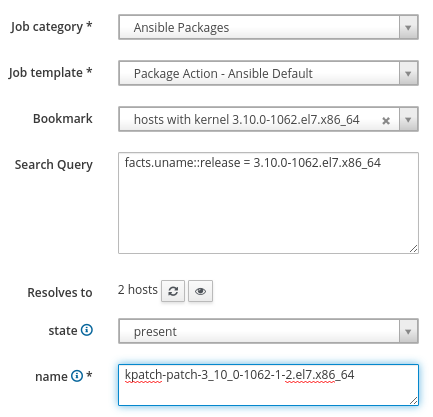 Satellite dialog for Ansible Packages Satellite dialog for Ansible Packages