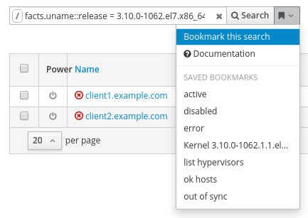 Bookmarking a search in the Satellite Web interface Bookmarking a search in the Satellite Web interface