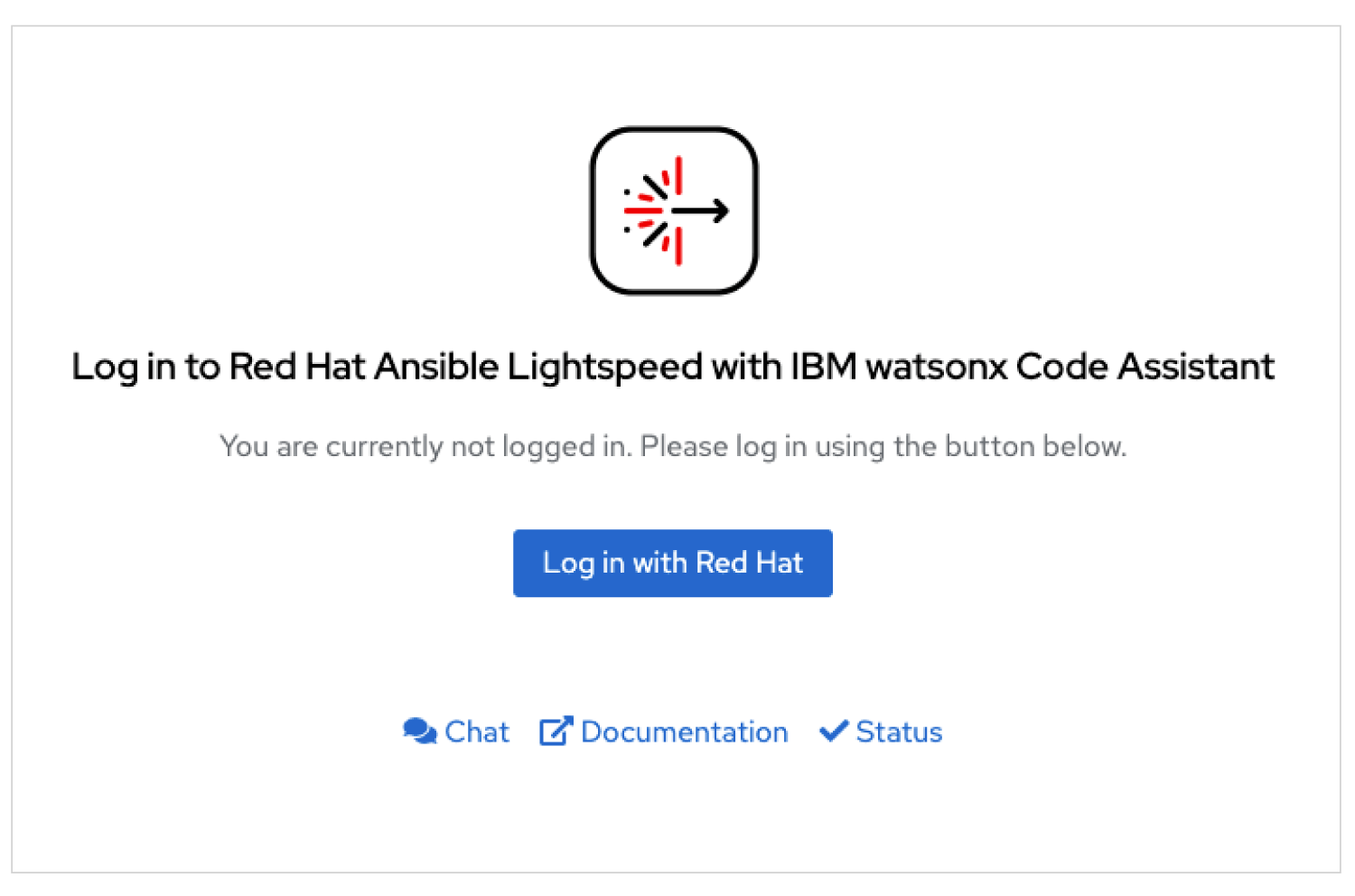 Ansible Lightspeed 서비스 로그인