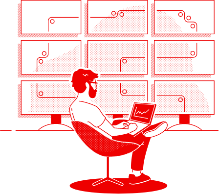 man with laptop illustration