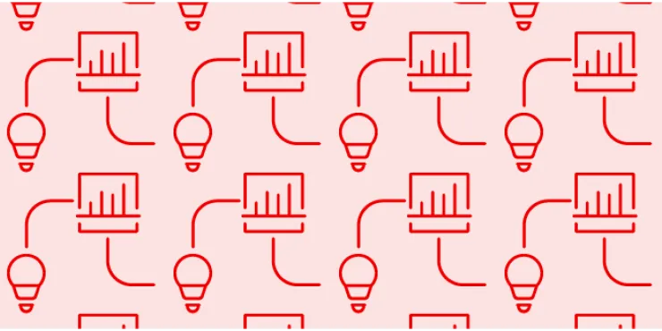 Repeating pattern illustration of graph and lightbulb