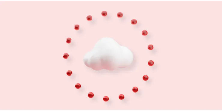 Illustration of cloud surrounded by dots