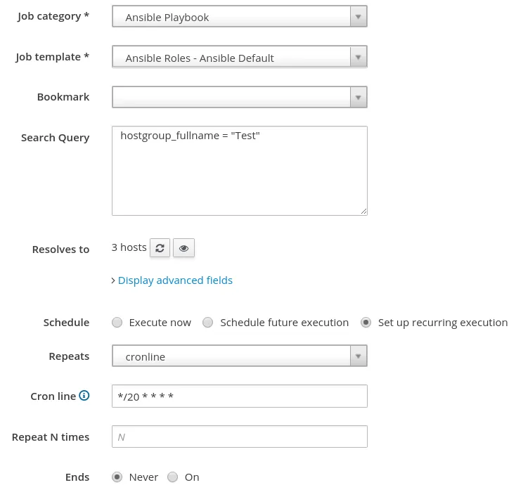 Defining a new job for Ansible Defining a new job for Ansible