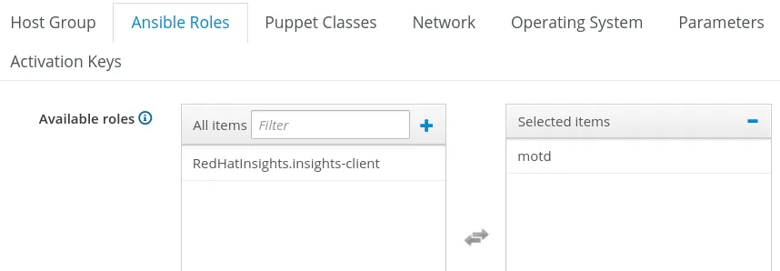 Ansible Roles tab Ansible Roles tab