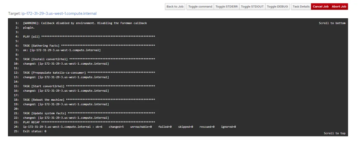 ansible job run