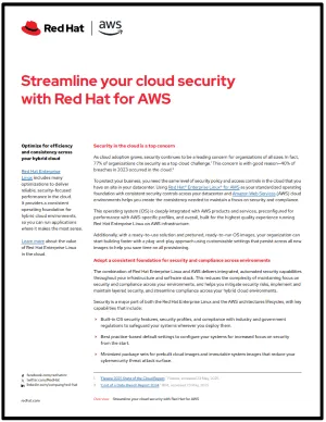 Front cover of Streamline your cloud security with Red Hat for AWS pdf