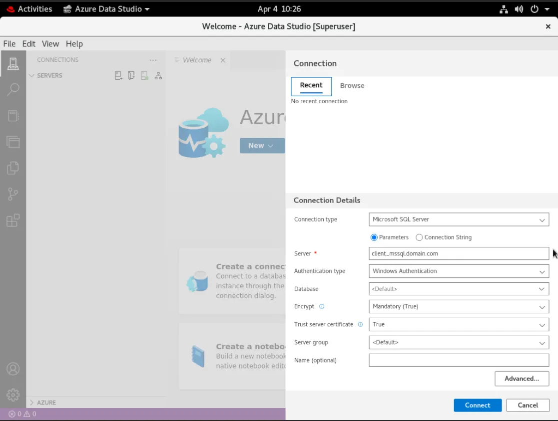 Azure Data Studio user interface