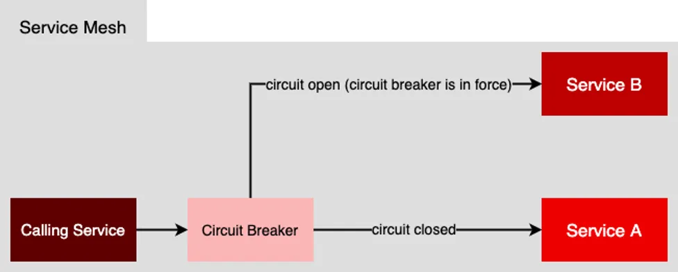 diagram circuit breaker pattern between calling service and two services