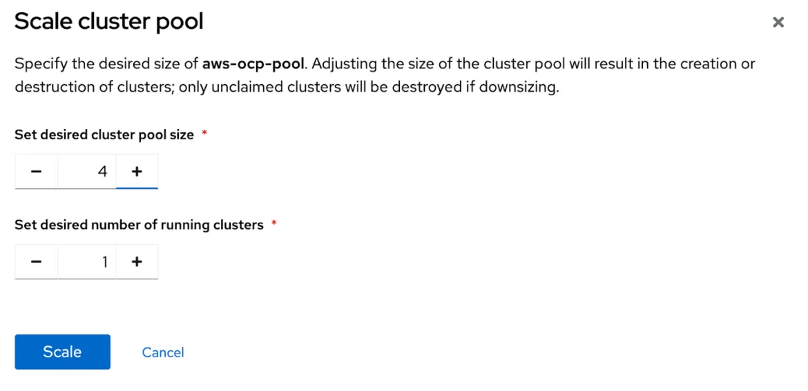 Cluster pool sizing