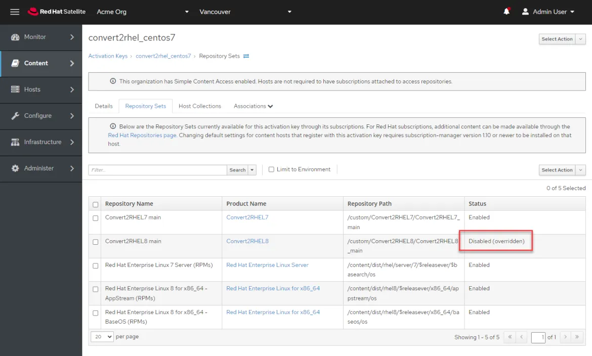To work around this bug, you must override this repo in the "convert2rhel_centos7" activation key To work around this bug, you must override this repo in the "convert2rhel_centos7" activation key