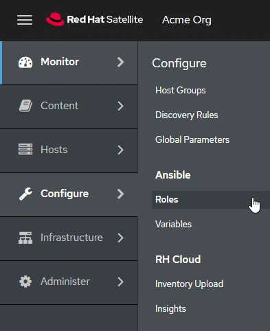 first go to Configure > Roles first go to Configure > Roles