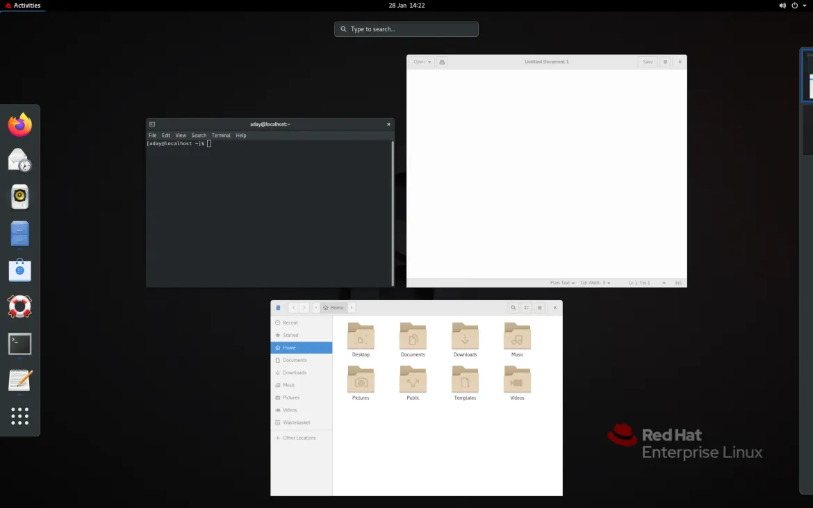 The Activities Overview in RHEL 8 Workstation The Activities Overview in RHEL 8 Workstation