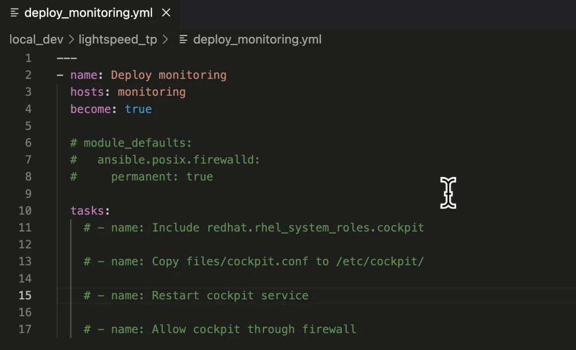 Generating an Ansible task.