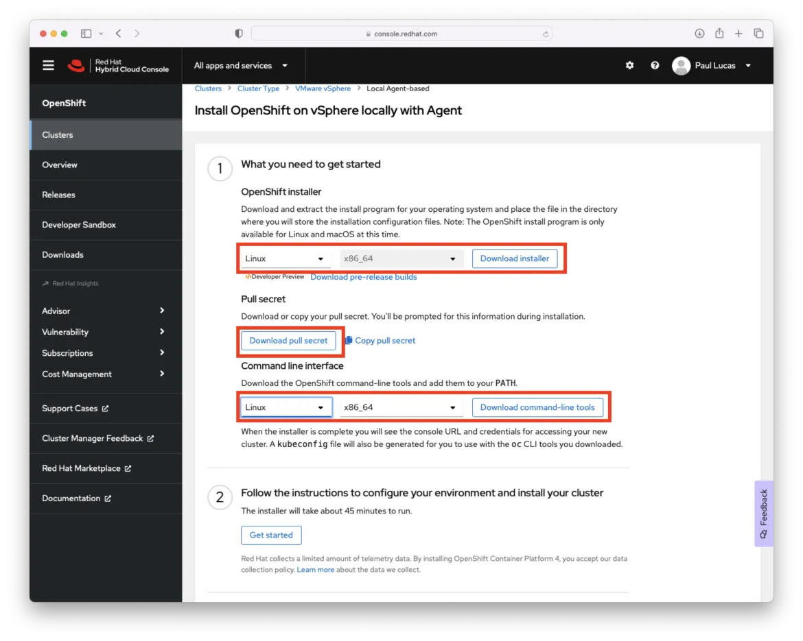Install OpenShift on vSphere with Local Agent