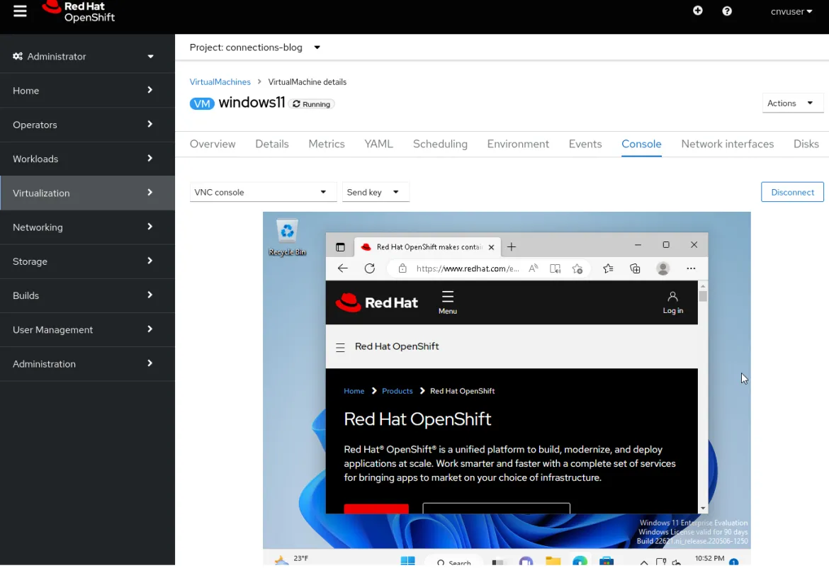 Screenshot of VNC Console Windows 11