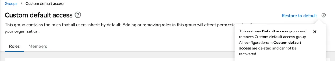 Defining a custom default access group