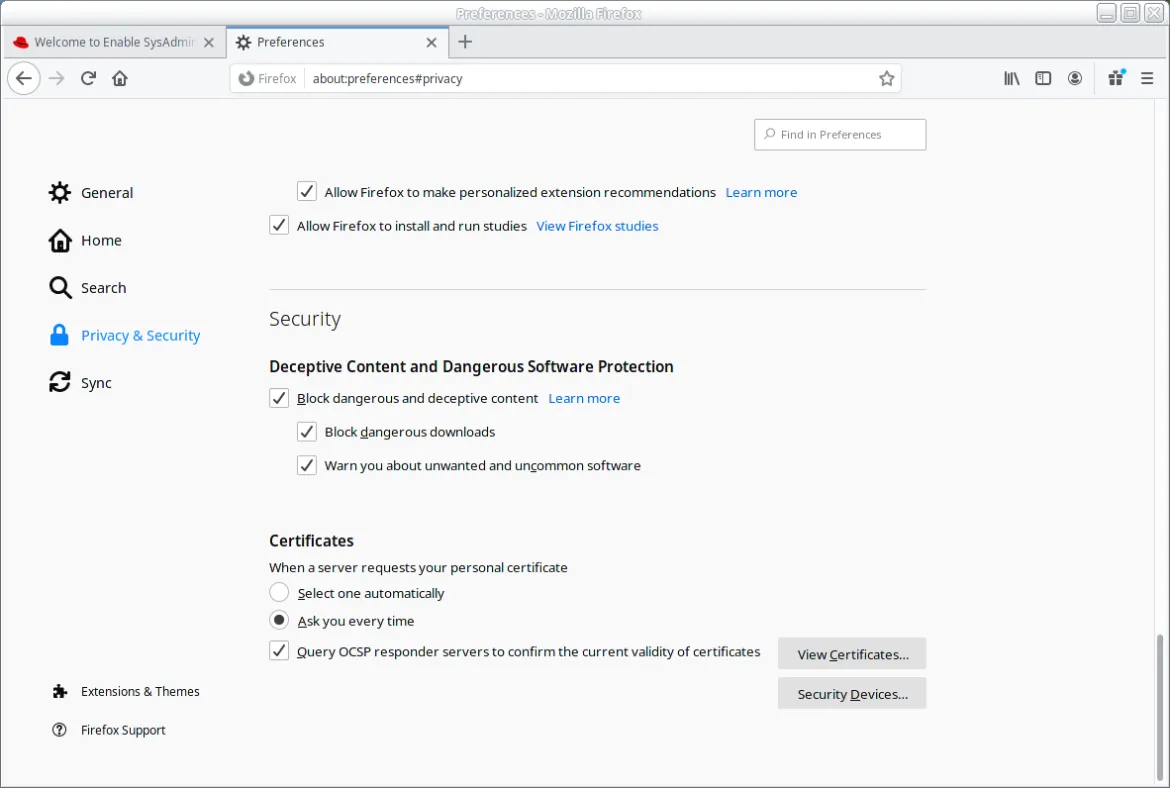 You can view certificates through Firefox preferences.