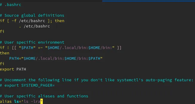 .bashrc with alias