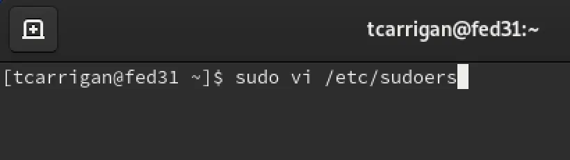 sudo vi /etc/sudoers