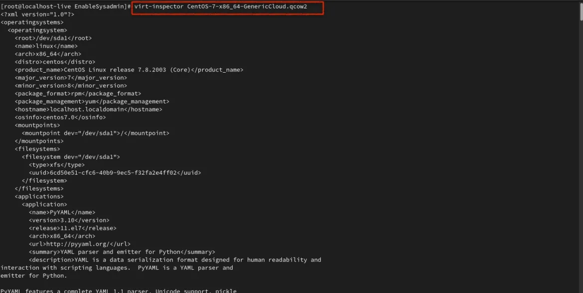 Result of virt-inspector
