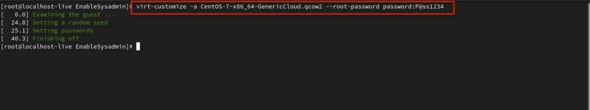 Customize root password with virt-customize