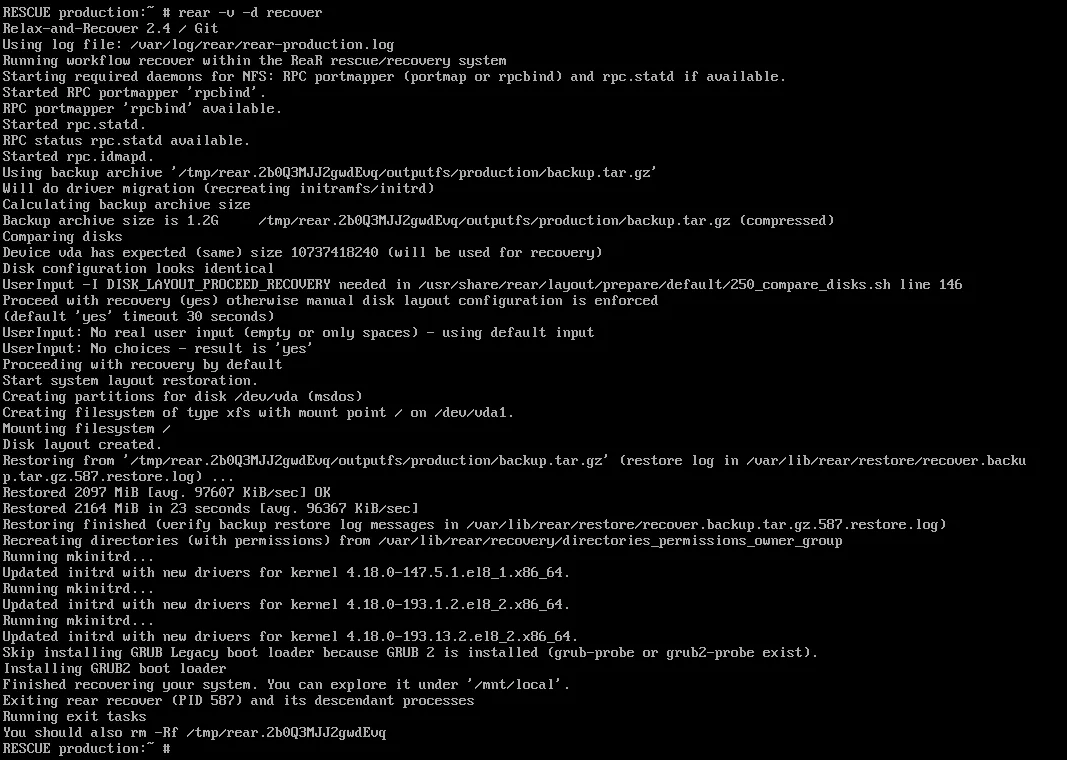 ReaR recover output