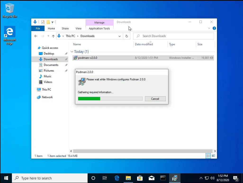 Podman client installation on Windows