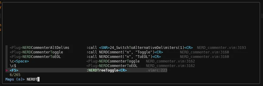 Find which key was mapped for Vim NERDTree