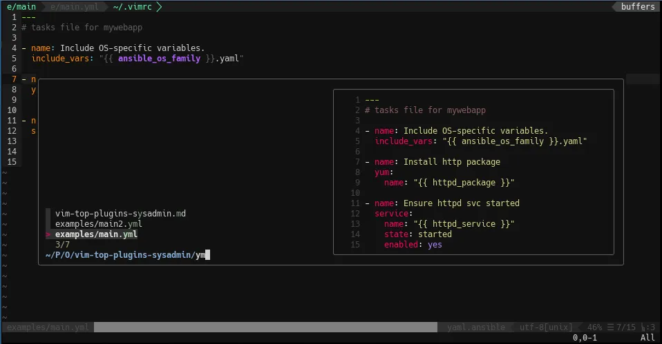 Search for a "YAML" file by typing y then m with changing results