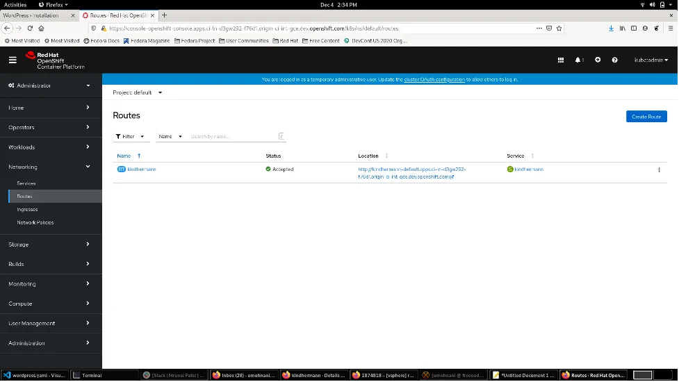 View routes in the console