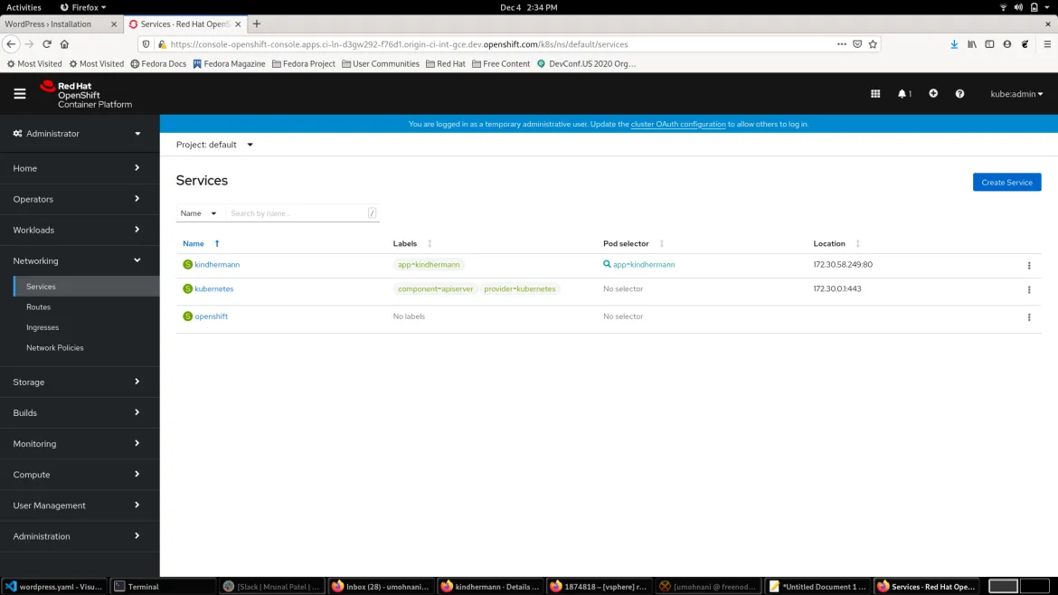 View services in the console