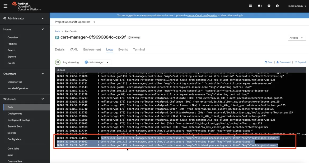 verify operator in OpenShift