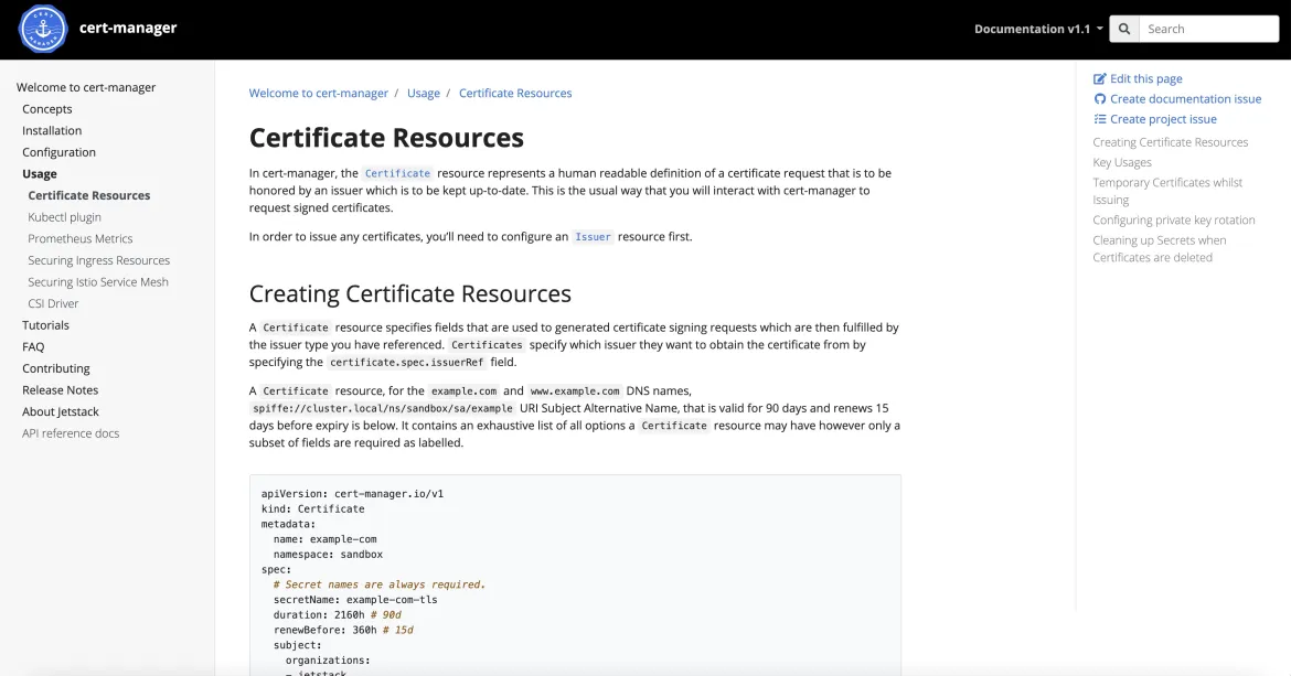 cert-manager certificate resources documentation