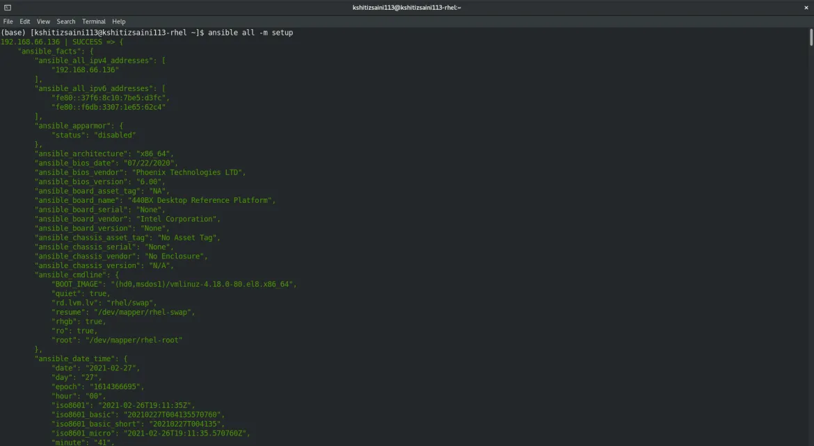 Ansible facts displayed