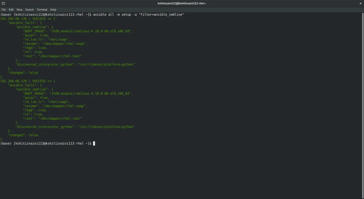 Ansible filtered facts