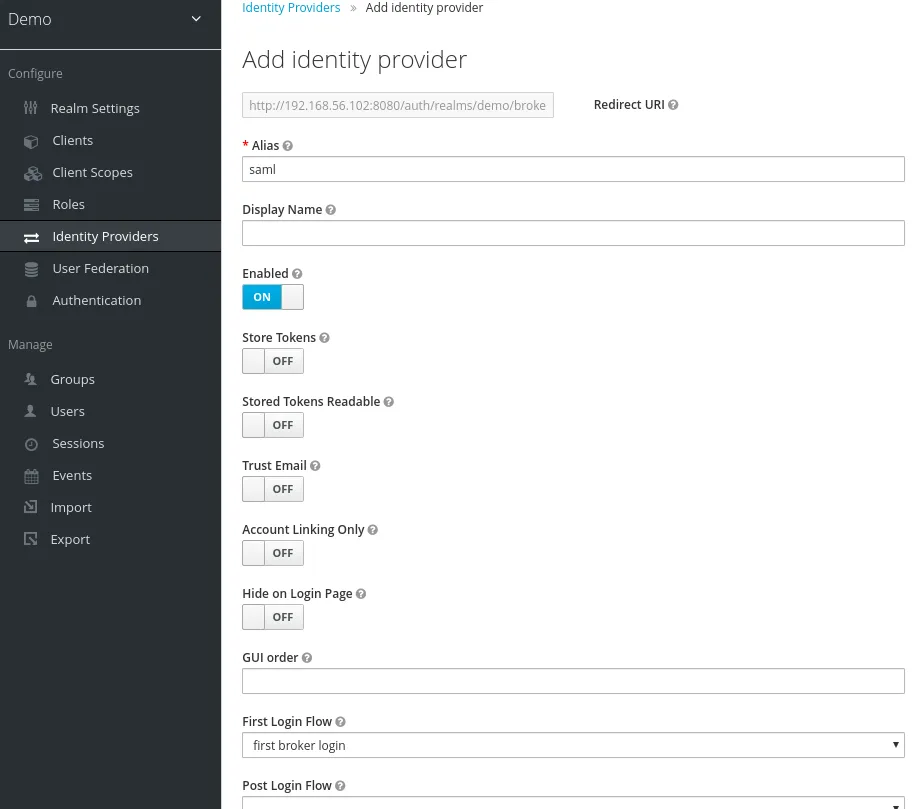 Image of how to add identity provider