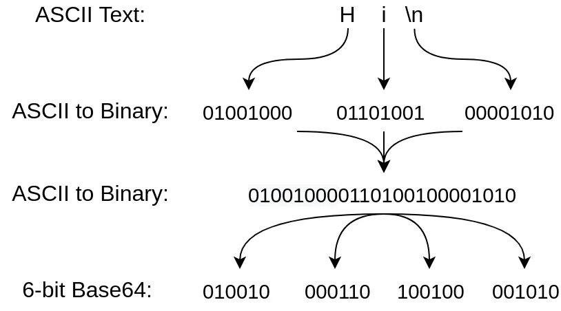 ASCII Text to Binary to Base64