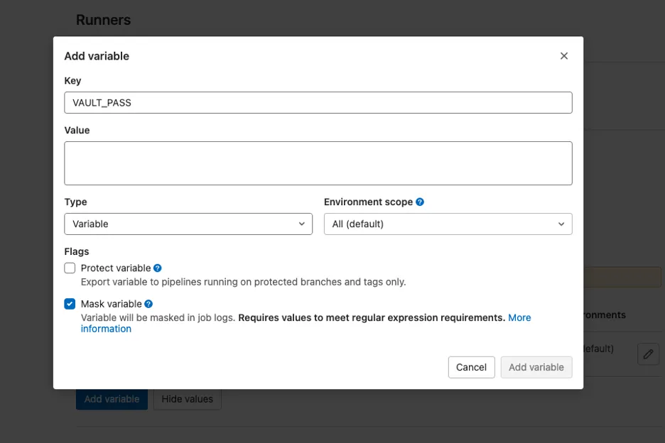 Add the vault_pass variable