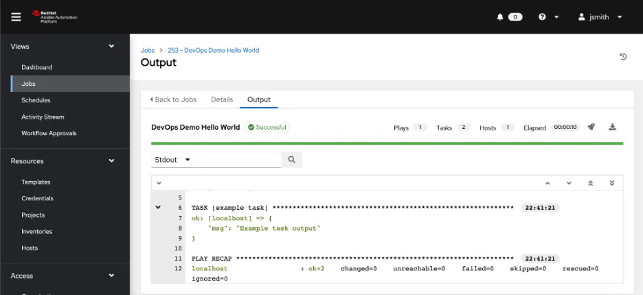 Output displayed